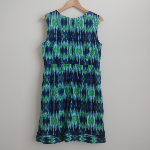 Rabbit Rabbit Rabbit blue green cotton dress shell buttons 12 Petite - Picture 6 of 13